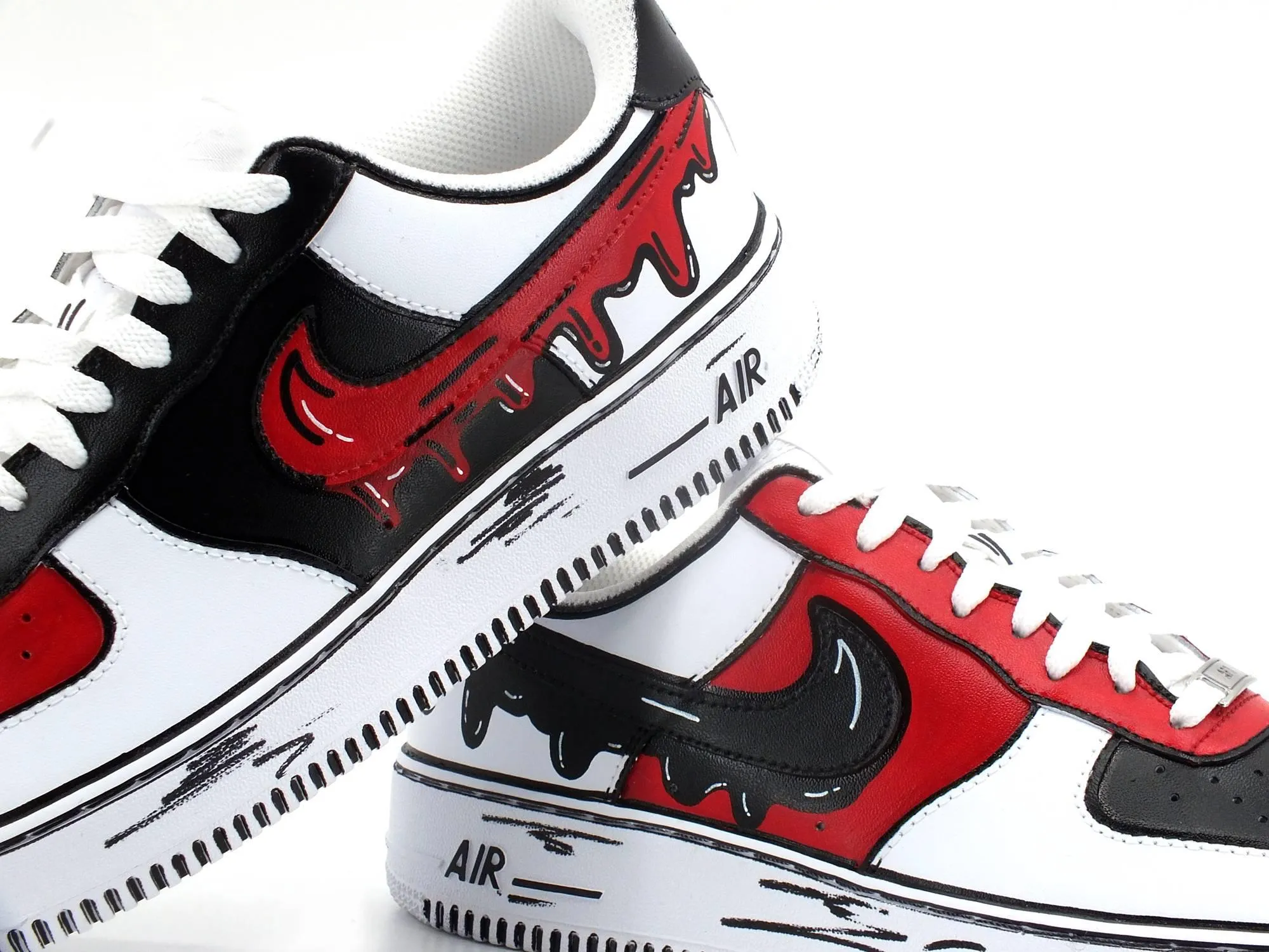 CUSTOM / Nike Air Force 1 Sneaker AF1 Donna Comics Chicago Red White Black