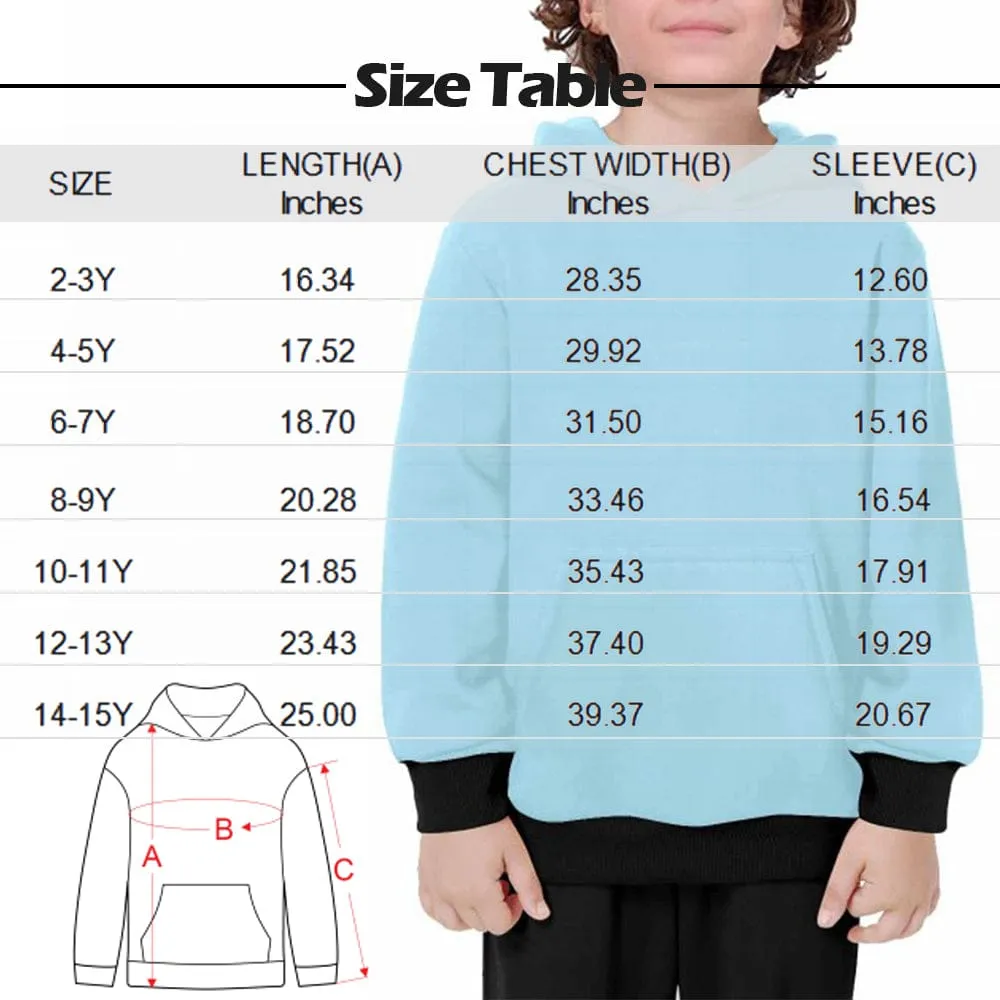 Custom Photo Stitching Kid's Long Sleeve Hoodie for 2-15Y Personalized Hooded Pullover Loose Hoodie