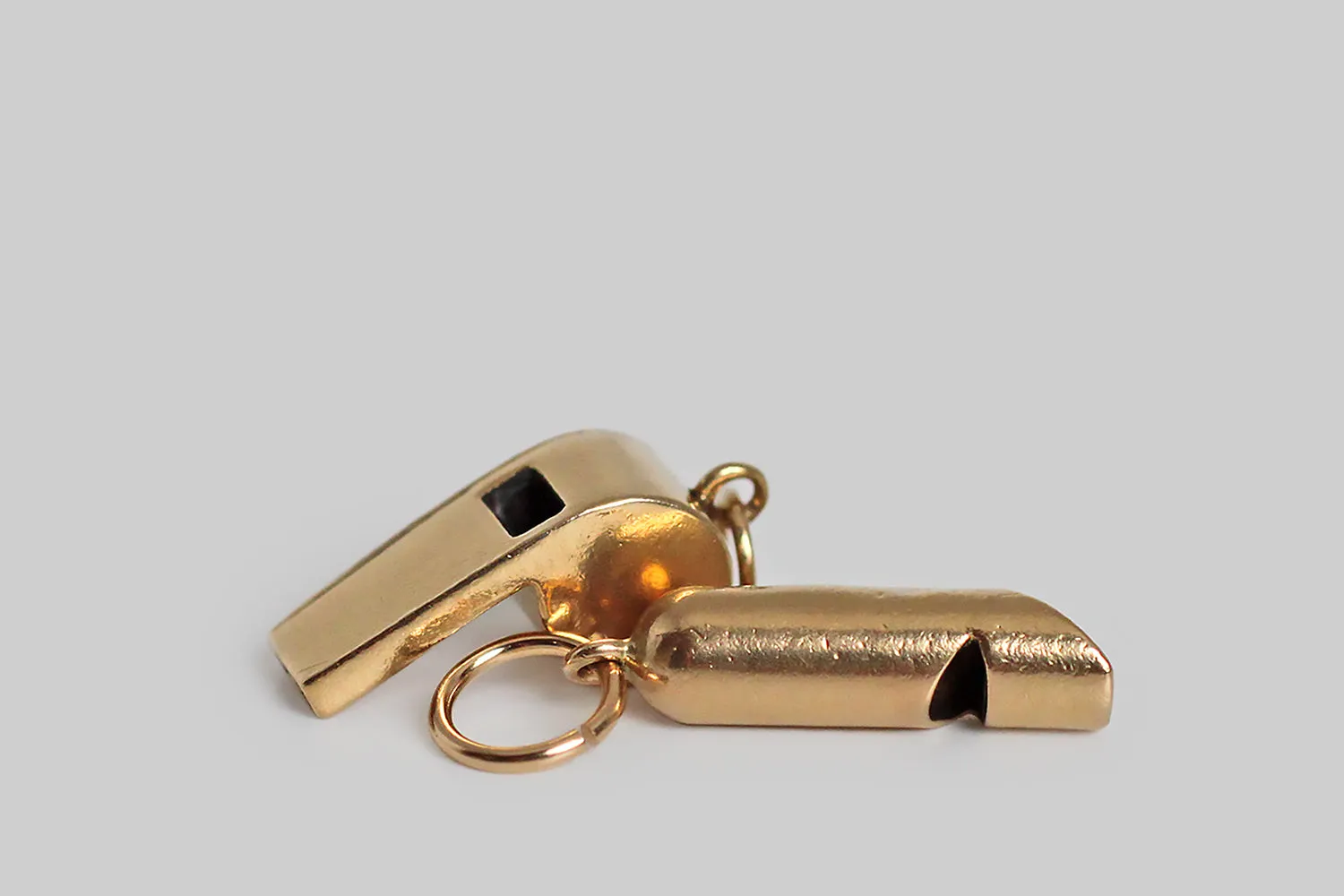 Dainty Vintage 1940s Whistle Charm in 14k Gold