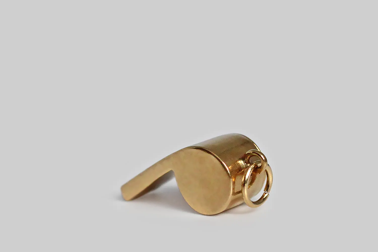 Dainty Vintage 1940s Whistle Charm in 14k Gold