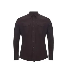 Dark Brown Cotton Shirt with Pockets