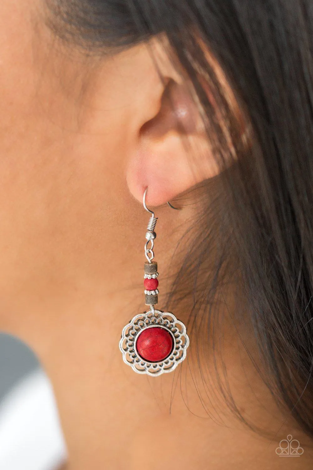 Desert Bliss Red Stone Earrings - Paparazzi Accessories