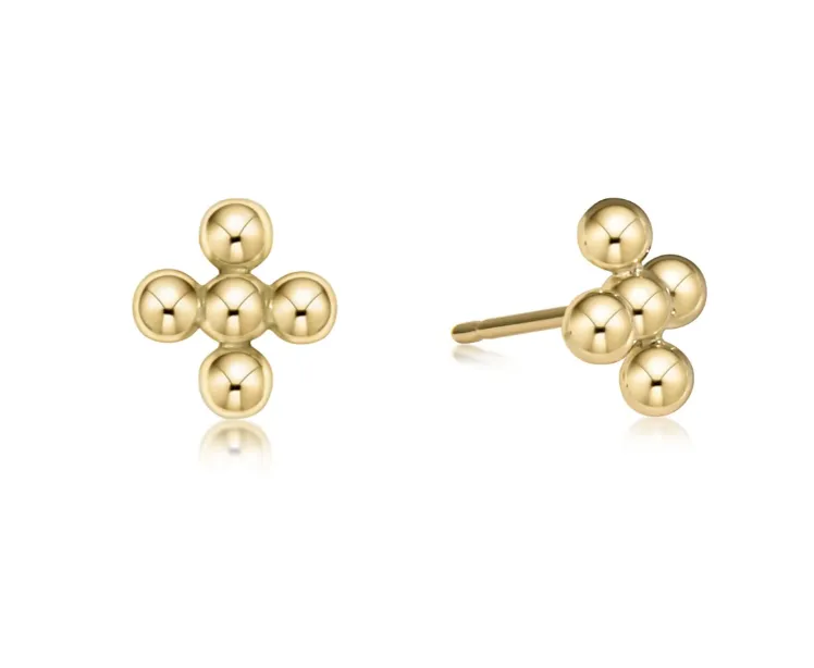 E Newton Classic Beaded Signature Cross Studs