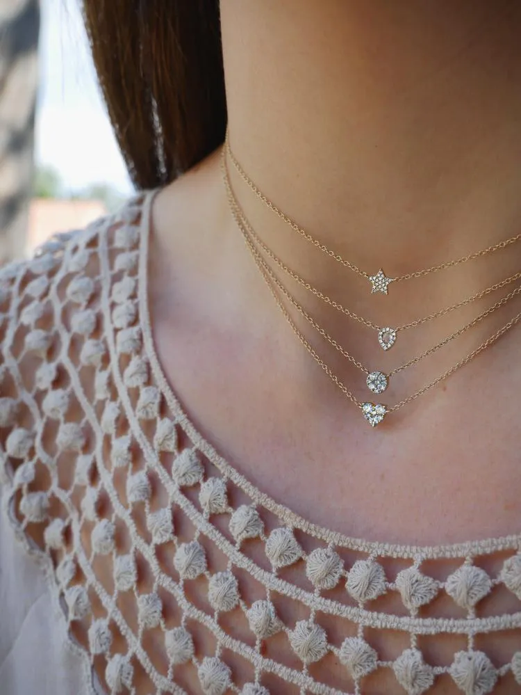 EF Collection - Diamonds Star Choker Necklace, White Gold