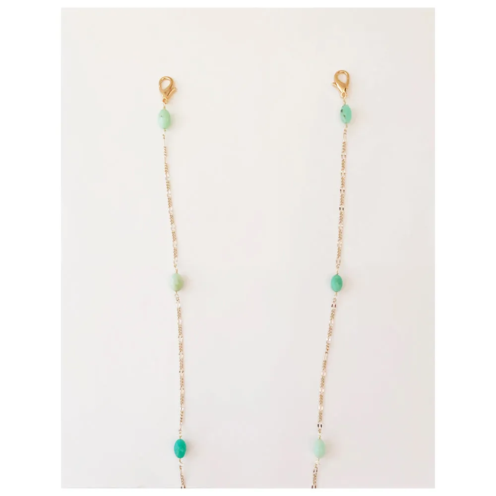 Eye-wear Chain with Chrysoprase stone bead stations