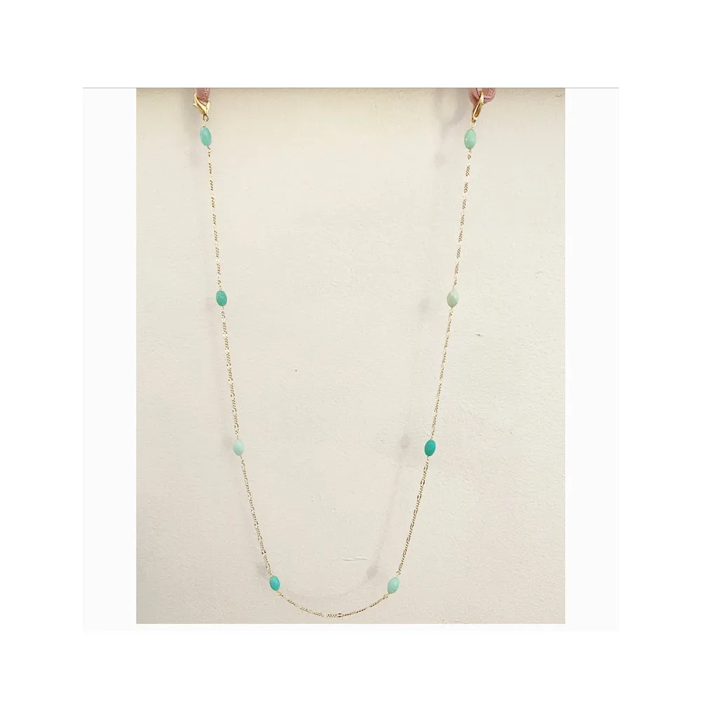 Eye-wear Chain with Chrysoprase stone bead stations