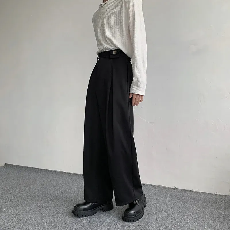 Foesce -New Black Suit Pants Men Fashion Social Mens Dress Pants Korean Loose Oversized Wide Leg Pants Mens Formal Trousers M-2XL