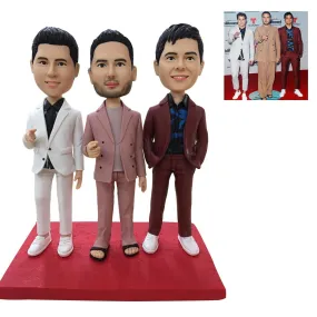 Fully Customized 3 Persons Custom Bobblehead with Engraved Text