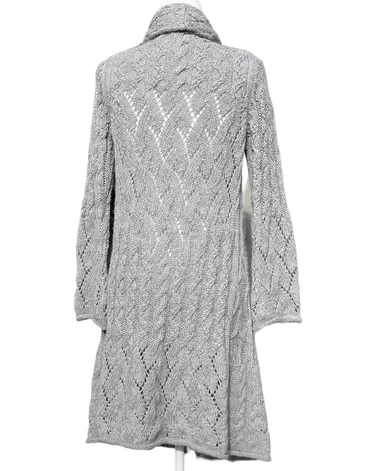 Garnet Hill Long Open Front Grey Cardigan, XS