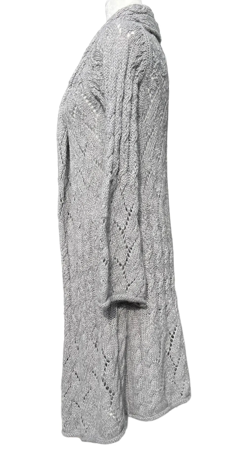 Garnet Hill Long Open Front Grey Cardigan, XS