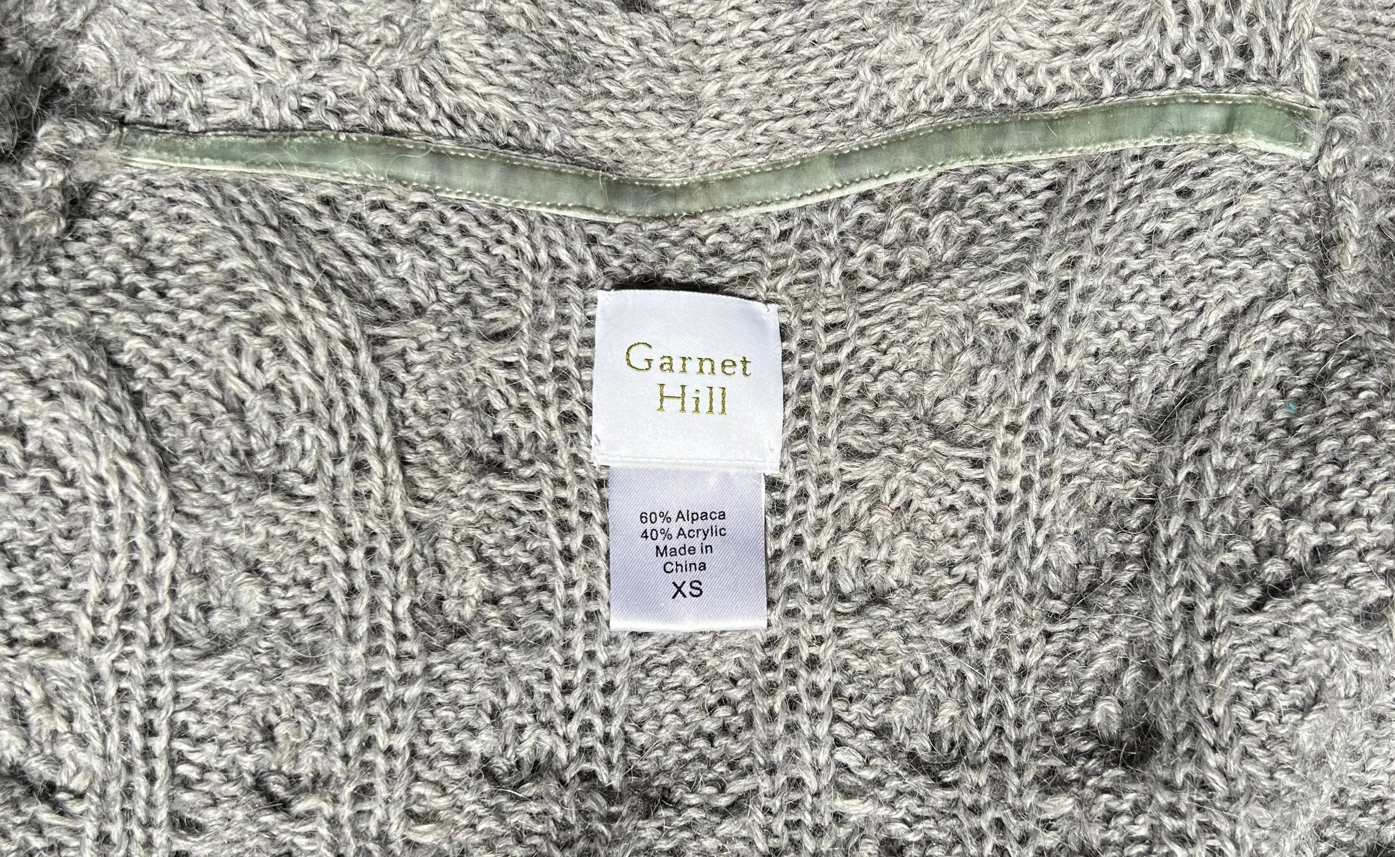 Garnet Hill Long Open Front Grey Cardigan, XS