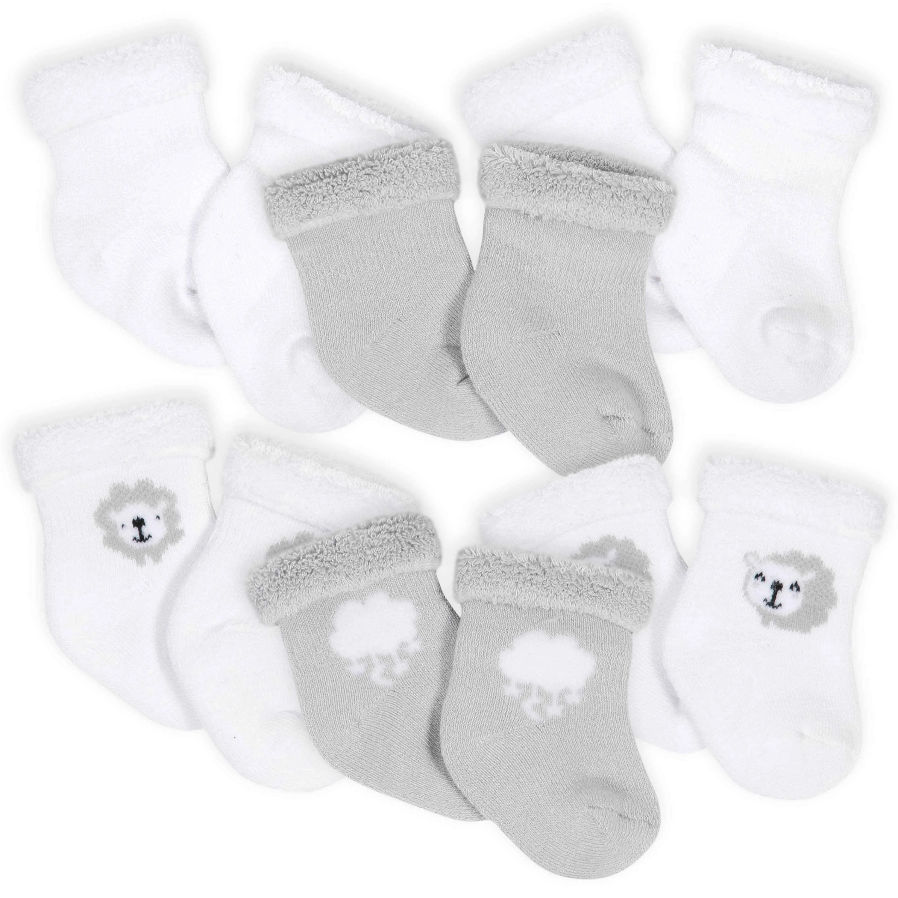 Gerber 6-Pack Baby Neutral Sheep Wiggle-Proof Terry Bootie Socks