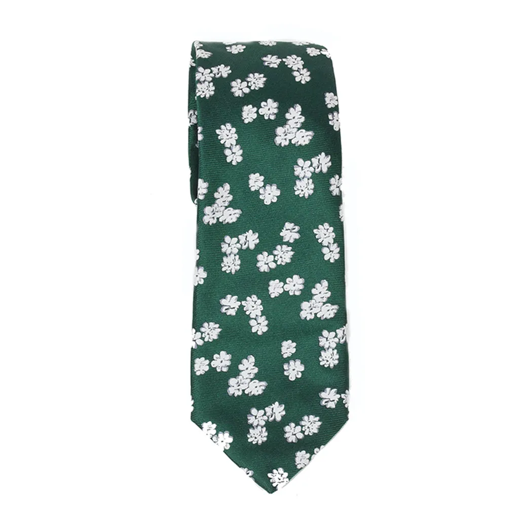 Green Floral Silk Tie