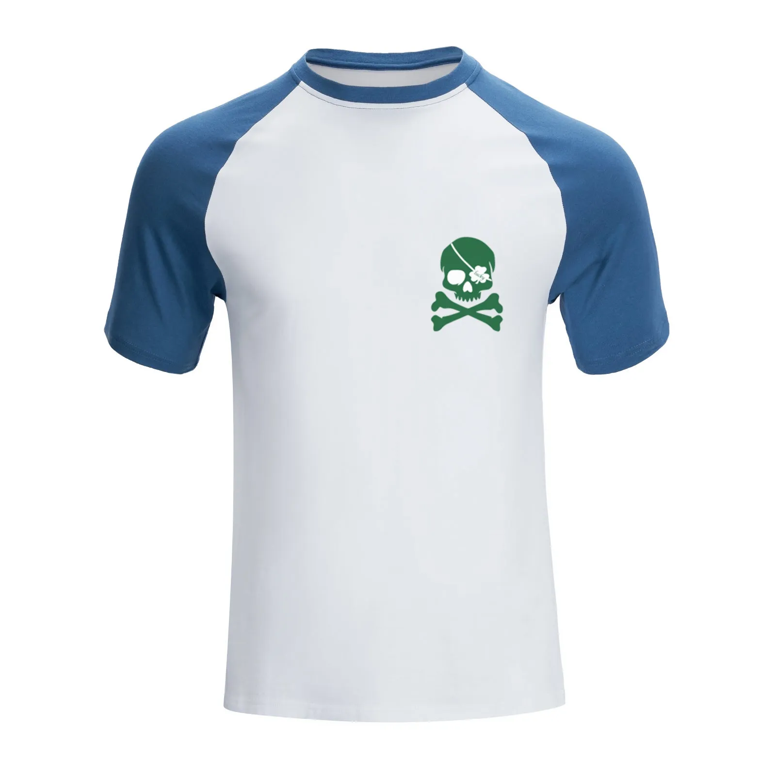 GREEN SKULL 100% COTTON RAGLAN GRAPHIC TEE