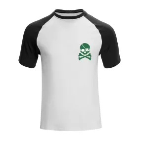 GREEN SKULL 100% COTTON RAGLAN GRAPHIC TEE