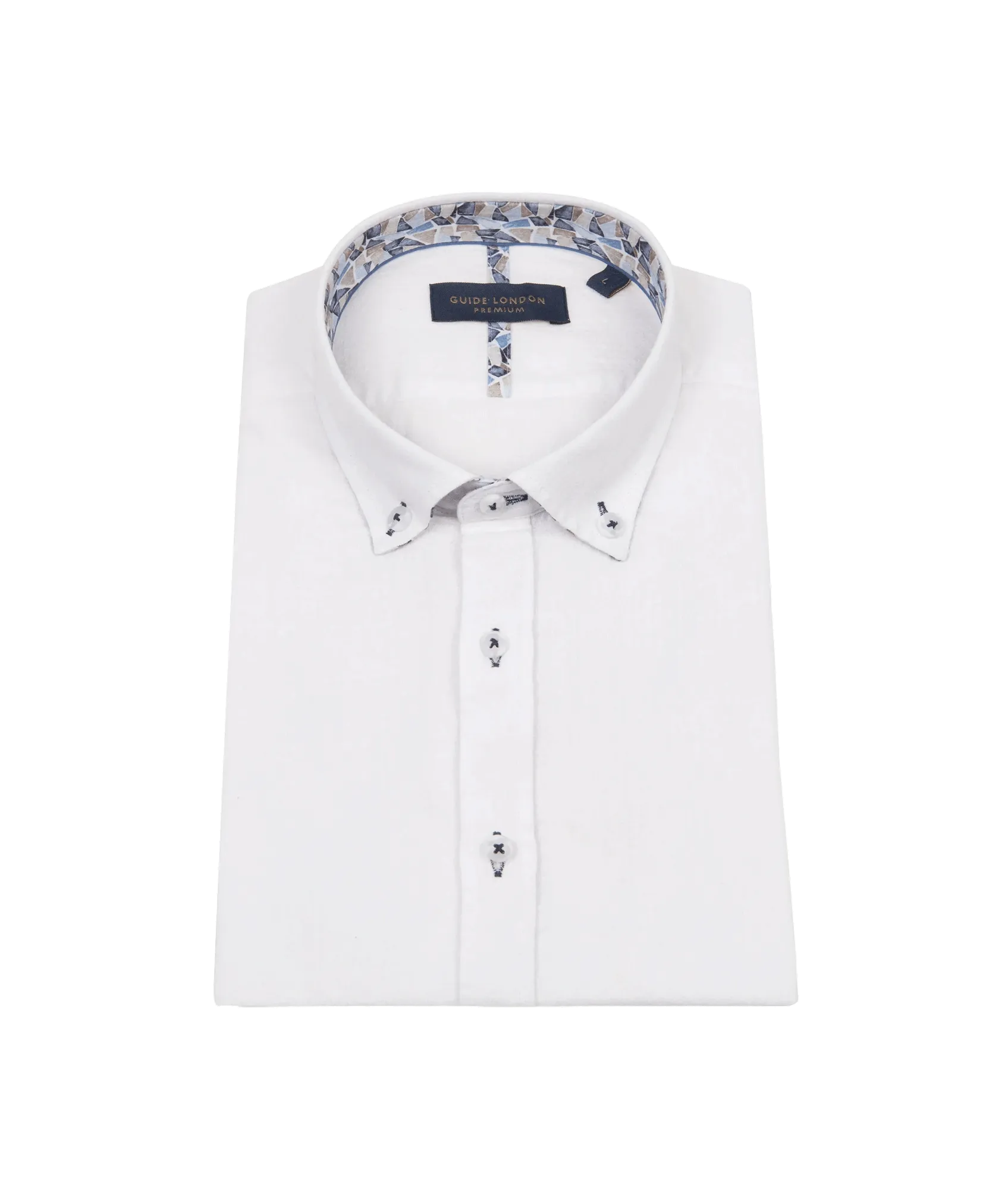 Half Sleeve Cotton-linen Blend Shirt - White