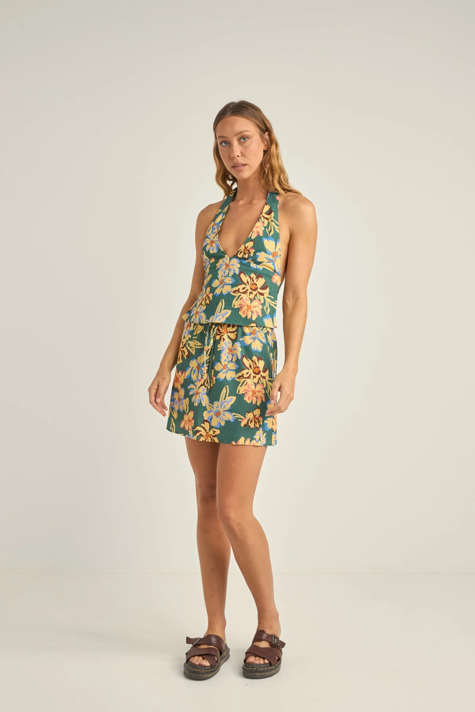 Hawaiian Floral Halter Top Jungle