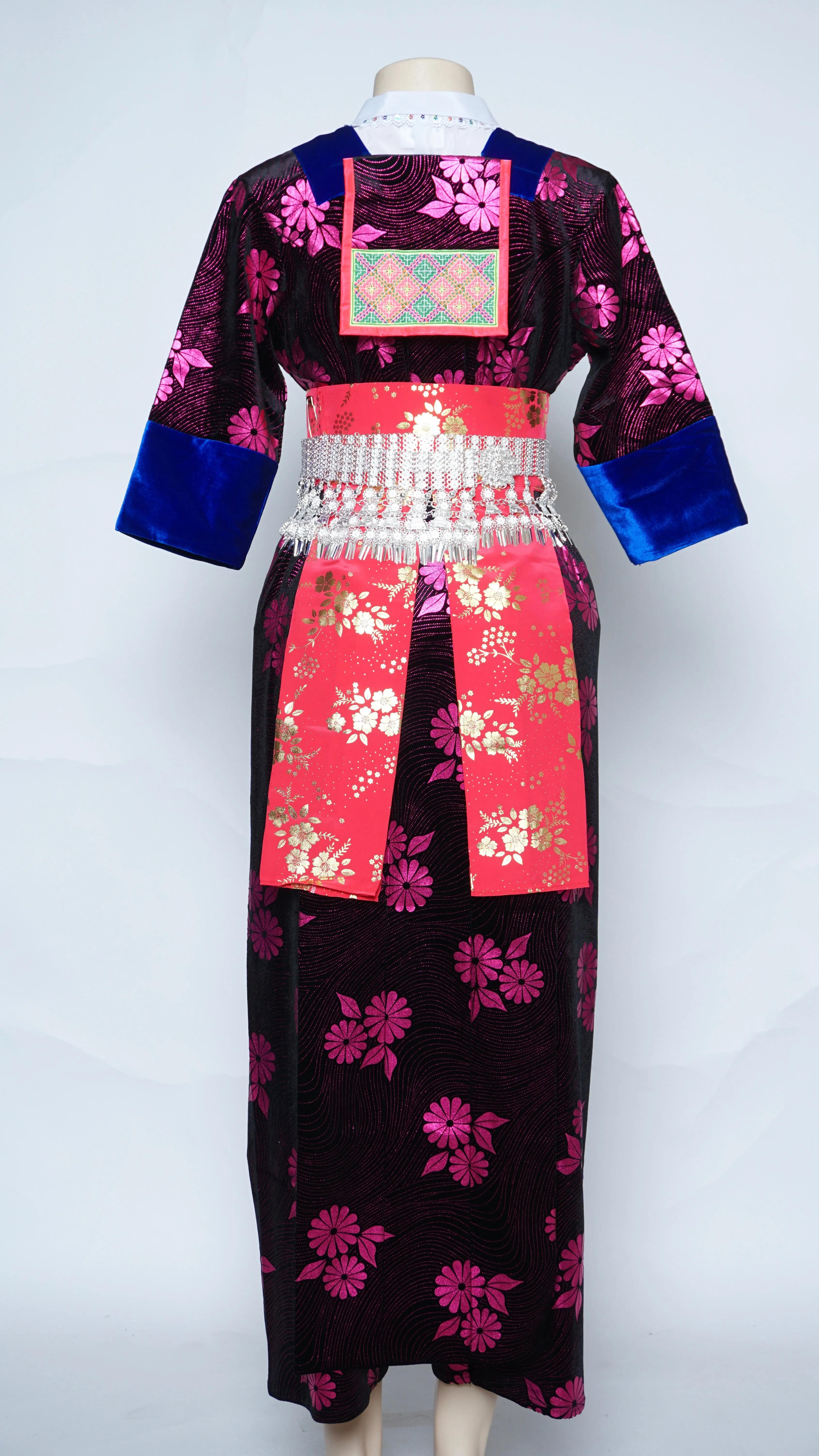 Hmong Xeev Pink Floral Velvet