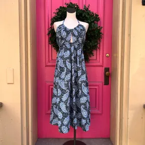 J.Crew Collection Ratti blue floral print cut out halter dress size 16 NWT