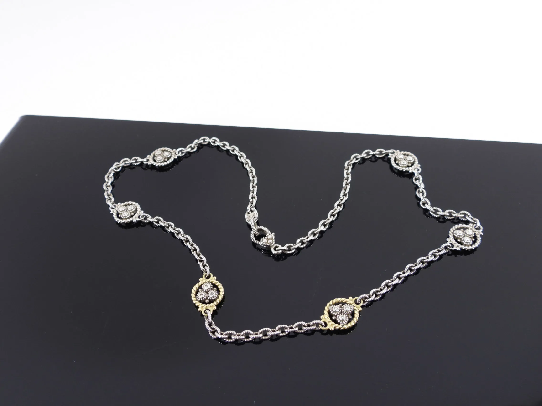 Judith Ripka Sterling Silver Station Necklace