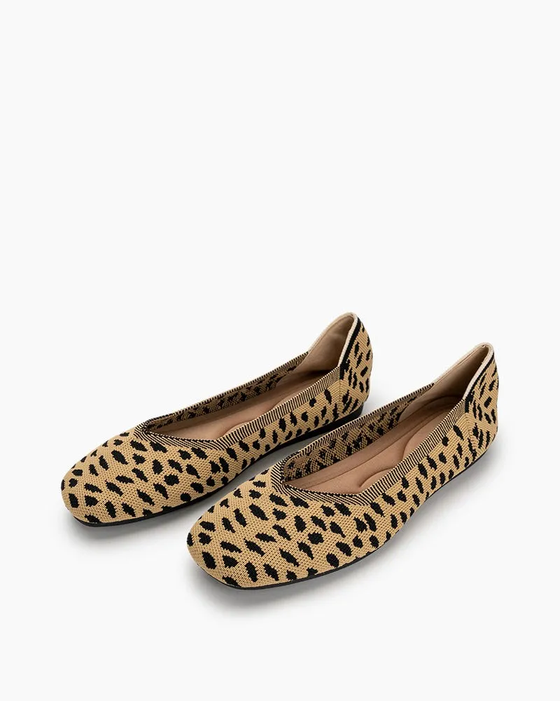 Leopard Print Square Toe Ballet Flats