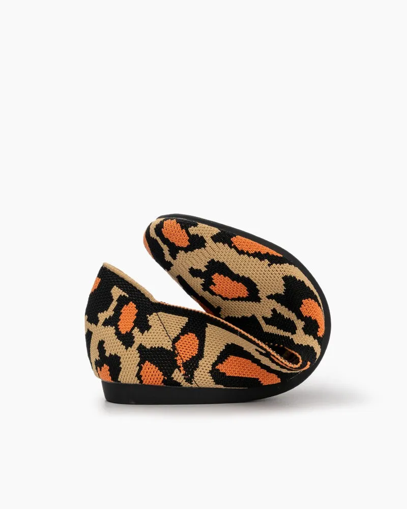 Leopard Print Square Toe Ballet Flats