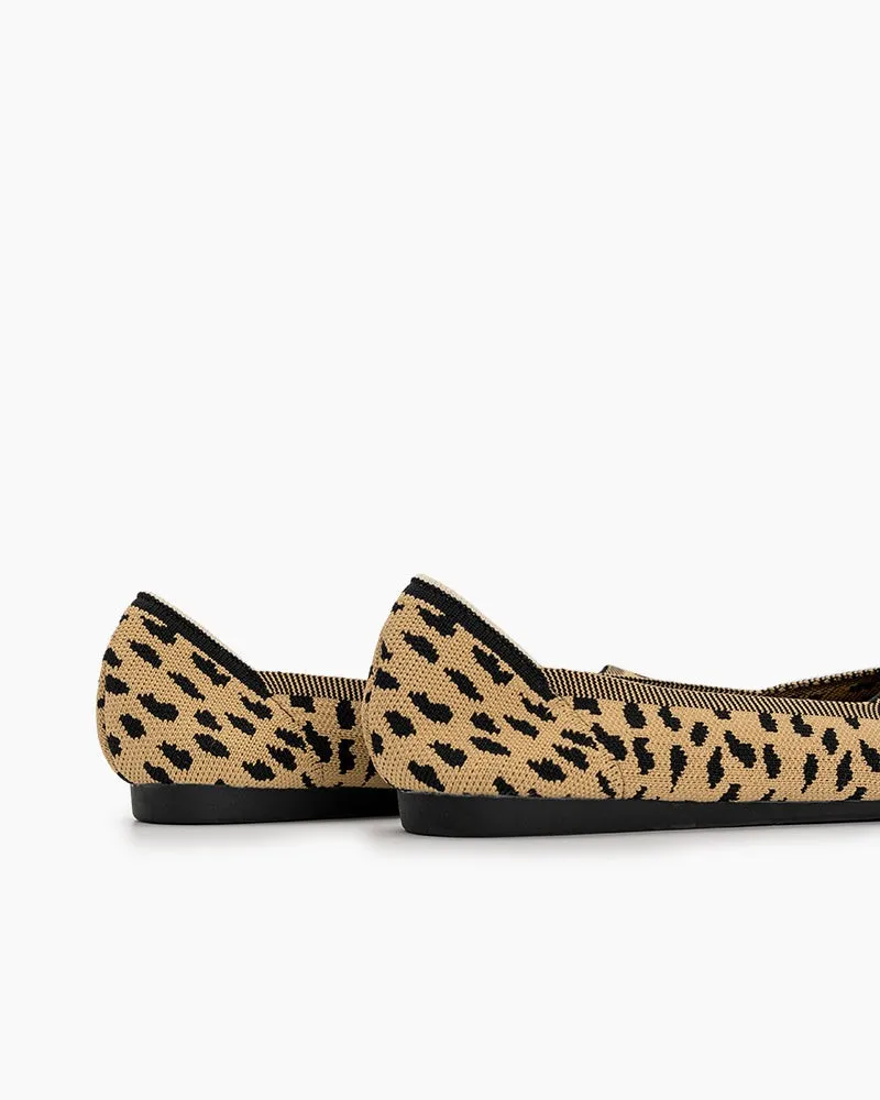 Leopard Print Square Toe Ballet Flats