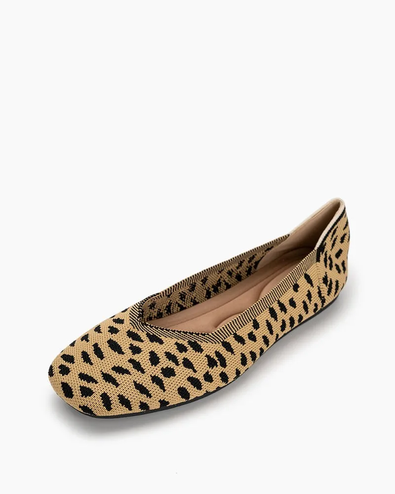 Leopard Print Square Toe Ballet Flats