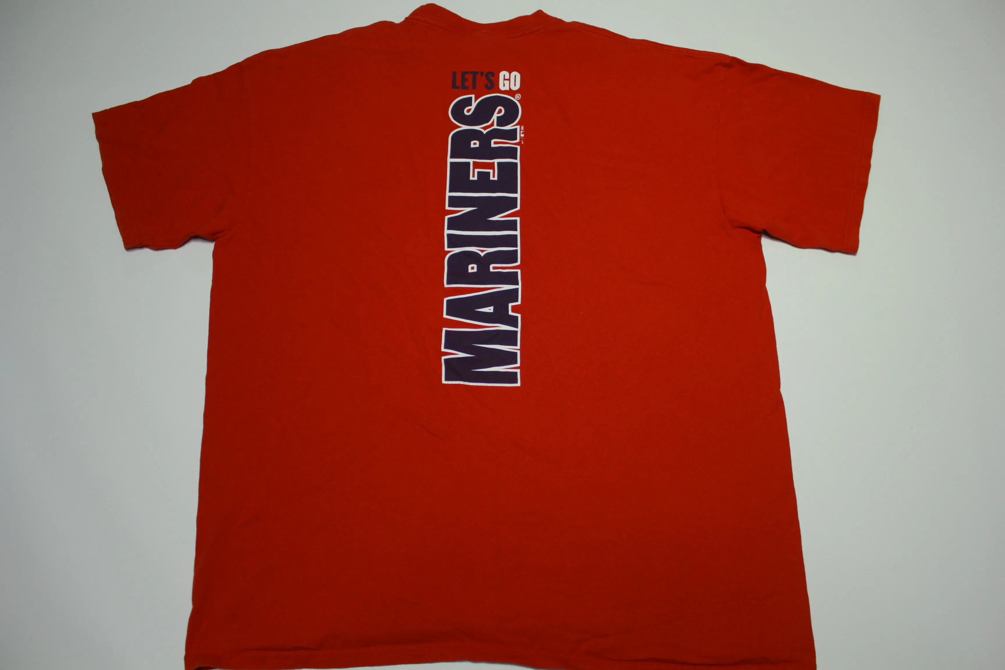 Let's Go Seattle Mariners Vintage 2005 Nike Red Center Check Swoosh T-Shirt