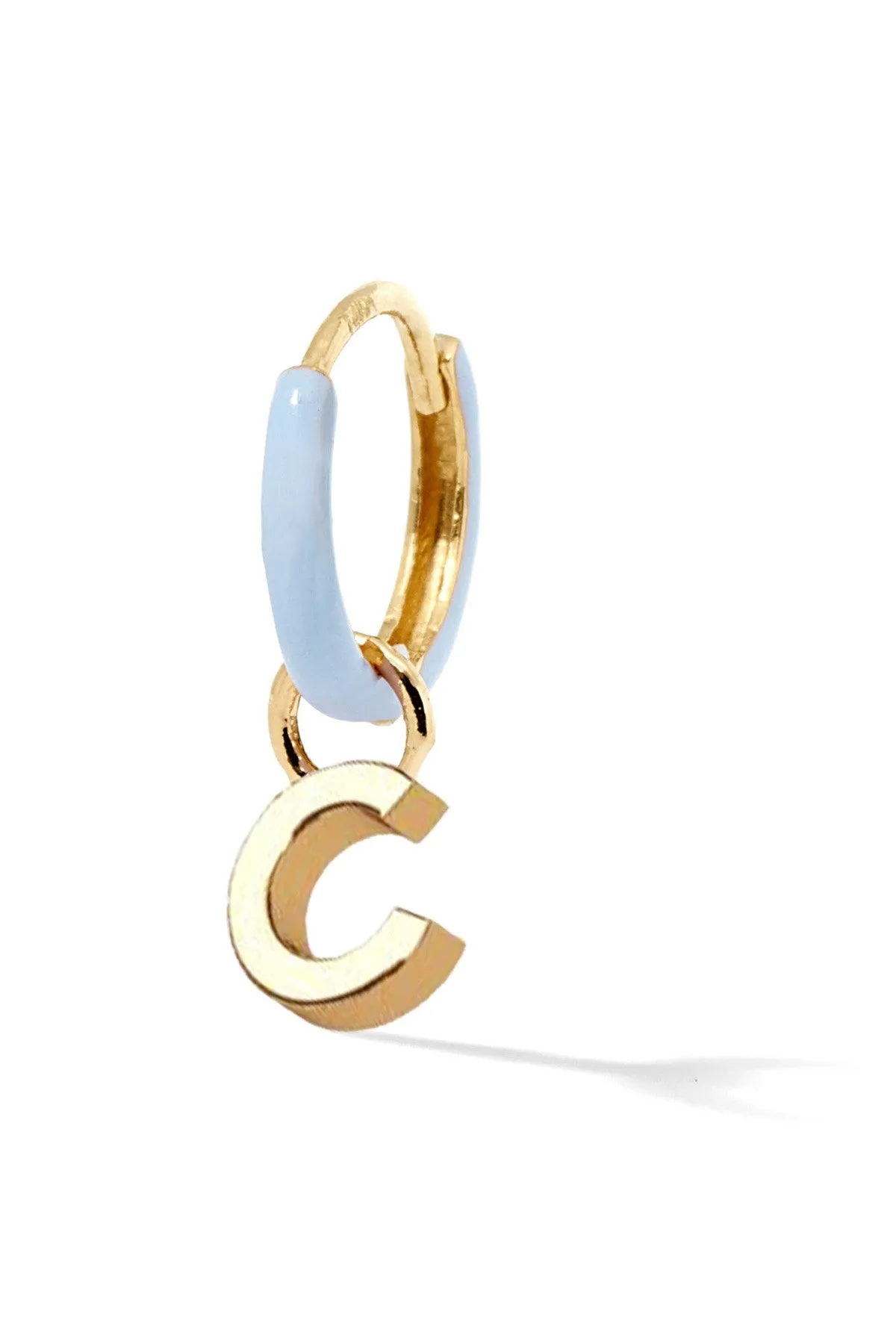 Letter Enamel Huggie - Bleu Clair