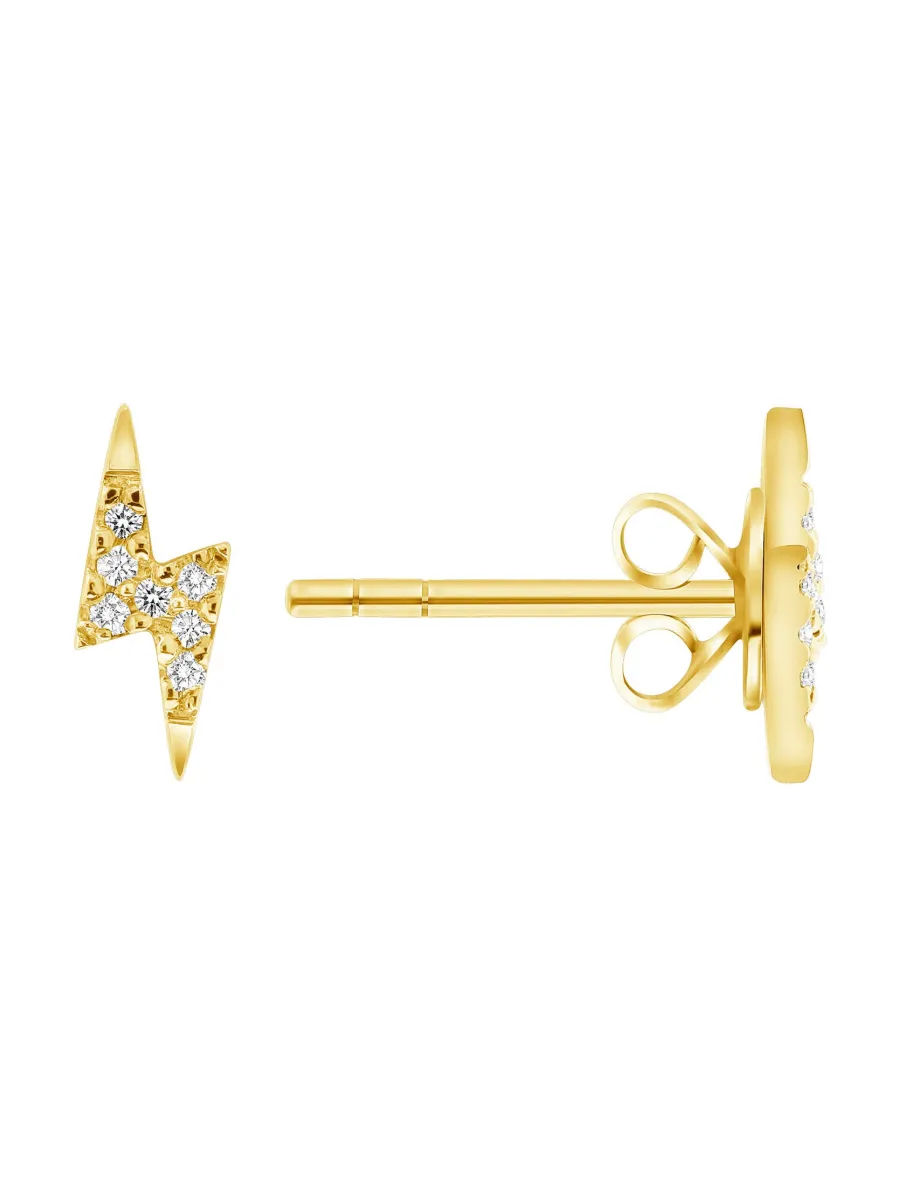 Lightning Bolt Diamond Stud Earring 14K