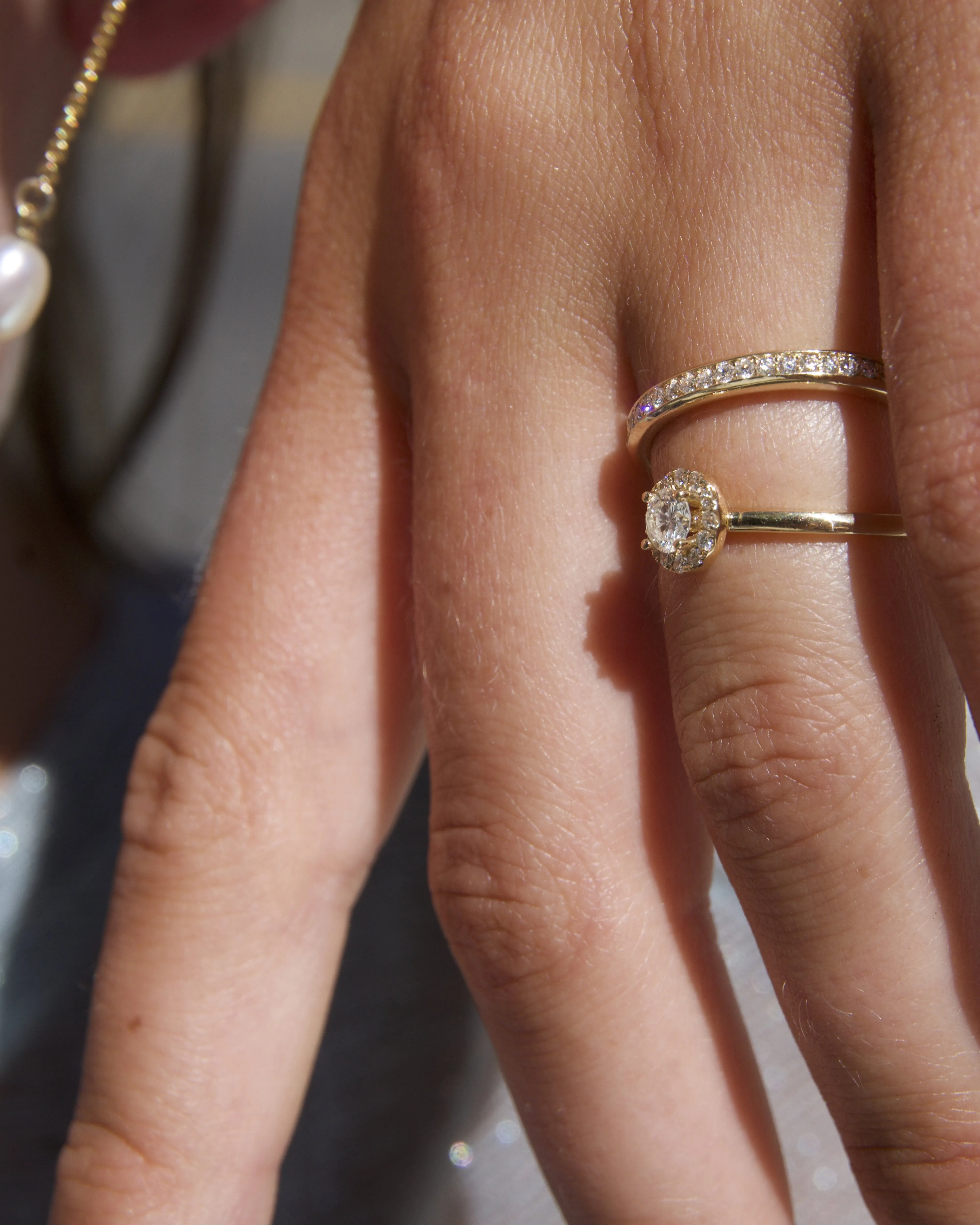 Marie Pavé Ring in 14k Yellow Gold with lab grown Diamonds