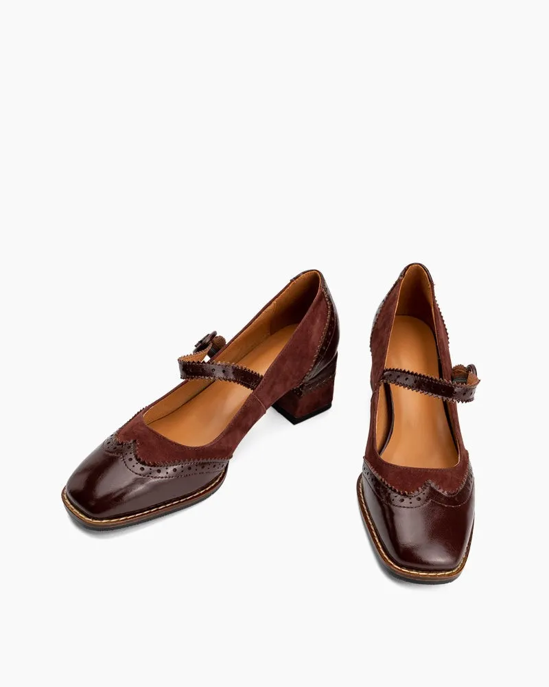 Mary Jane Platform Mid Heel Oxfords Dress Shoes