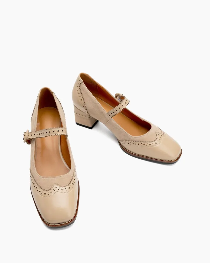 Mary Jane Platform Mid Heel Oxfords Dress Shoes