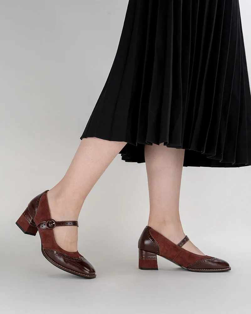 Mary Jane Platform Mid Heel Oxfords Dress Shoes