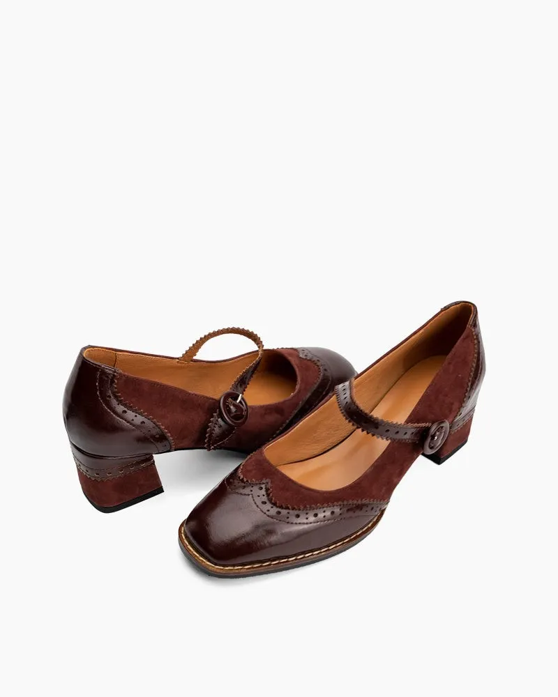 Mary Jane Platform Mid Heel Oxfords Dress Shoes