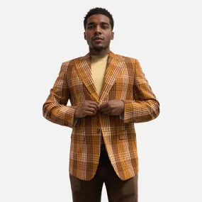 Men’s Brown Seersucker Blazer - 100% Cotton