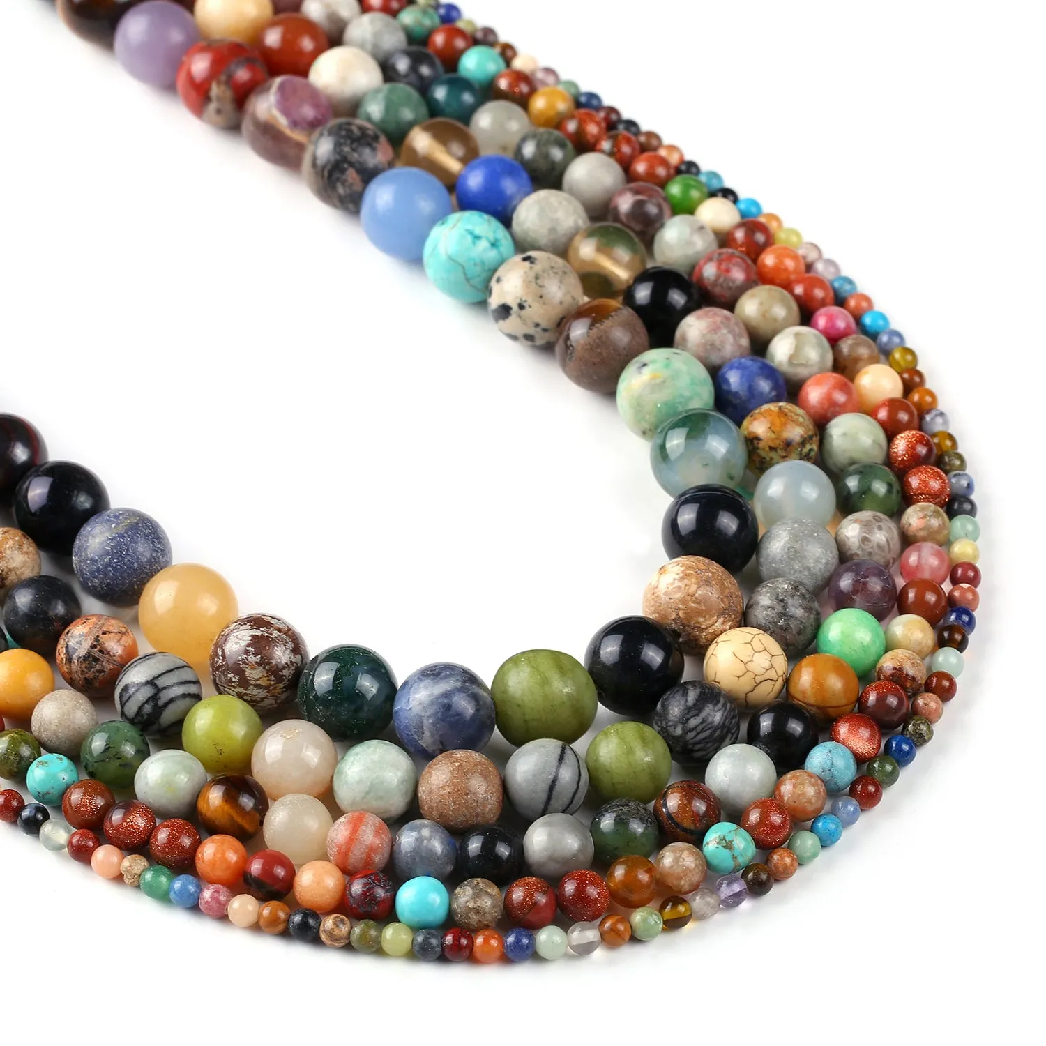 Mixed Colors Natural Stone Beads 4 6 8 10 12mm Round Smooth Loose Beads 15 Full Strand 103059