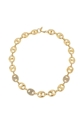 Modern Chains with Crystal Links 18k Gold Plated Necklace