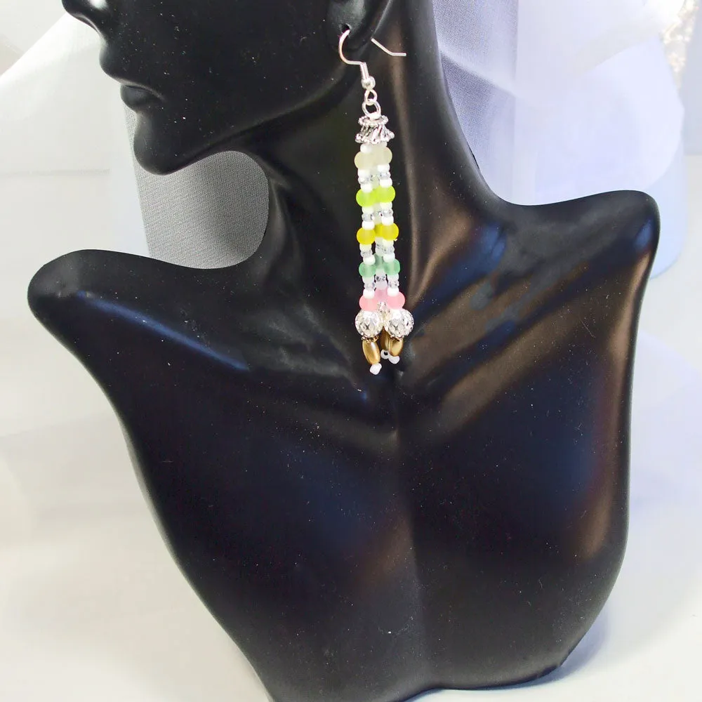 Nalani, Tassel Dangle Multi Colored Earrings