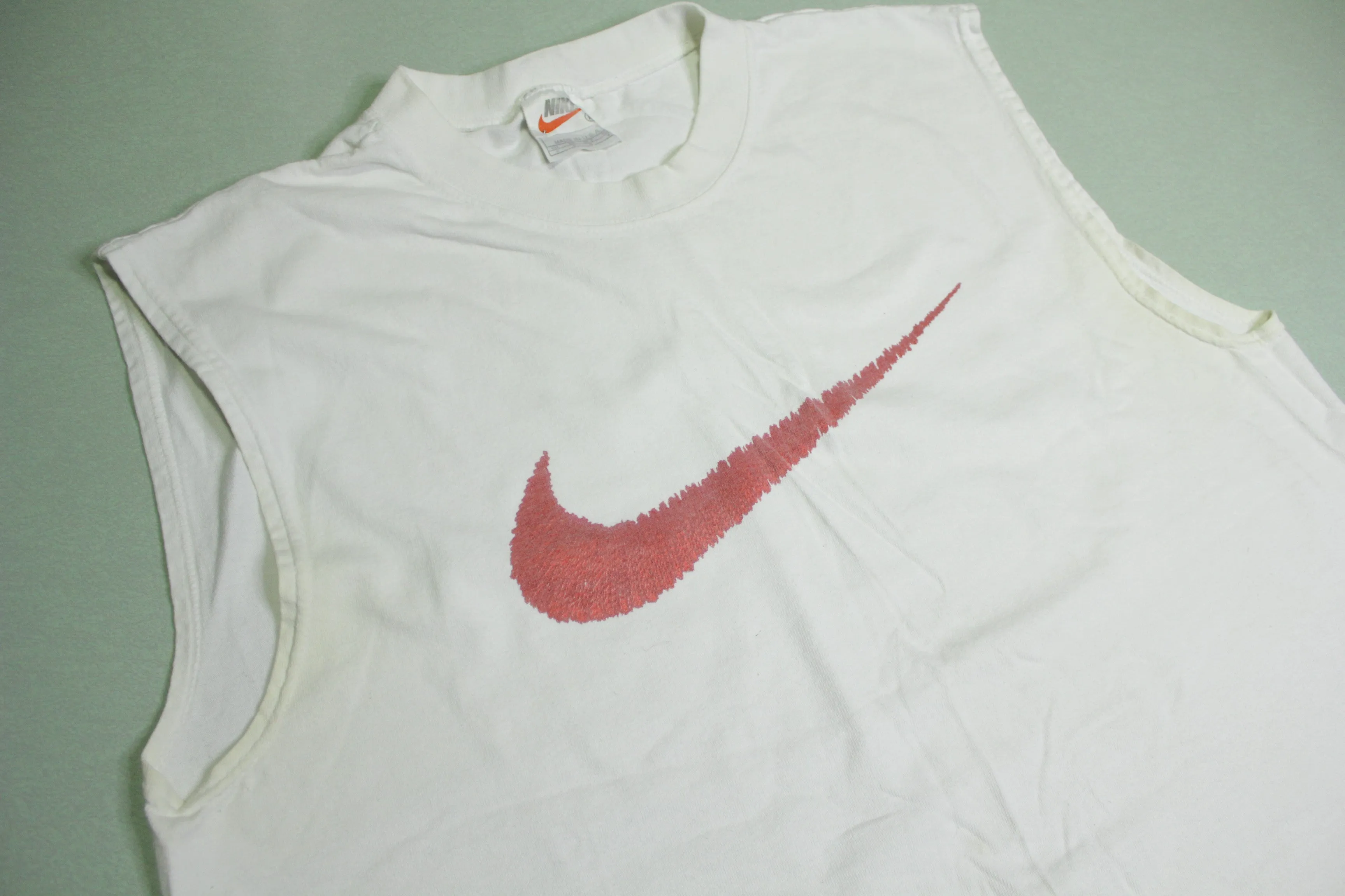 Nike Center Printed Swoosh Vintage 90's Made in USA Muscle Tank Top Sleeveless Shirt