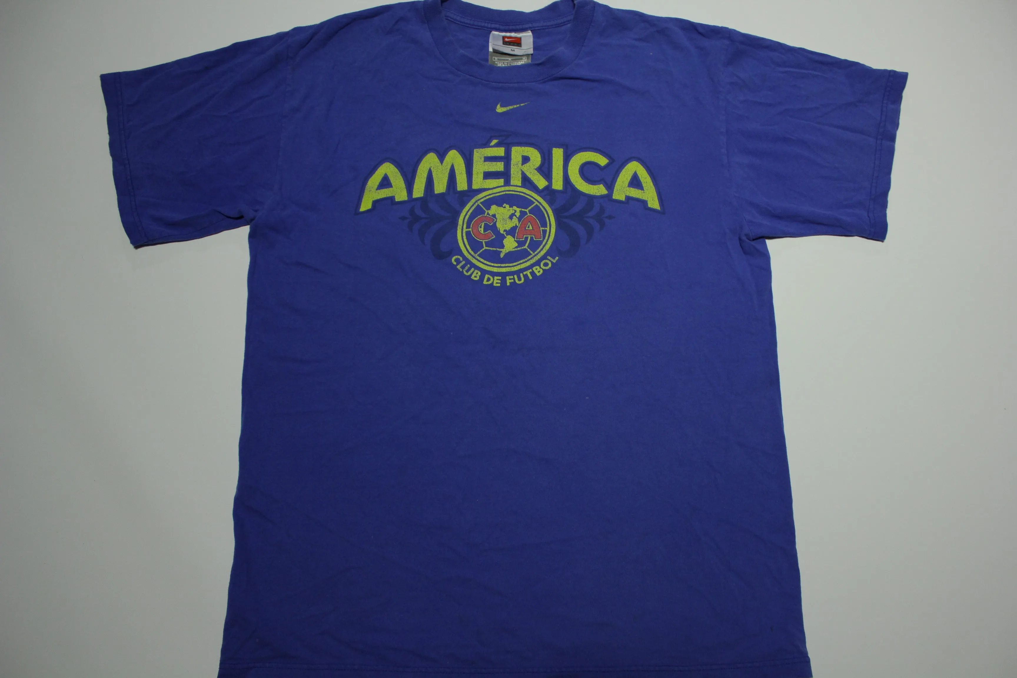 Nike Vintage Y2K America Club De Futbol Soccer Swoosh Check T-Shirt