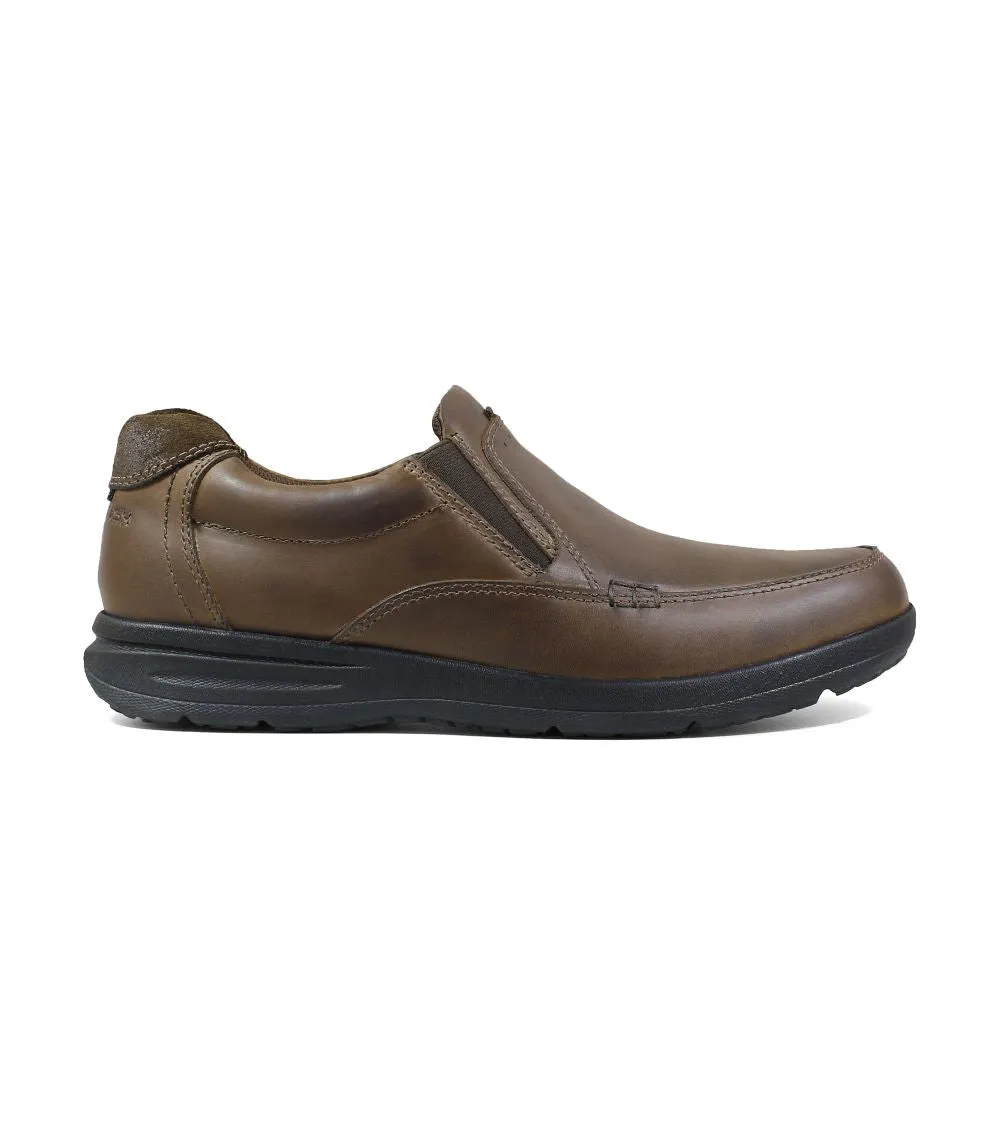 'Nunn Bush' Men's Cam Moc Toe Slip On - Brown Crazy Horse