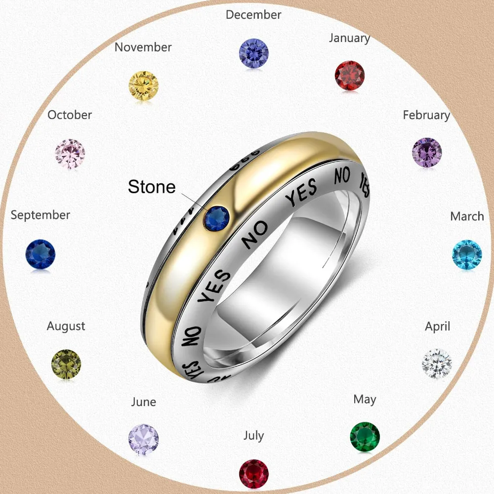 Personalized Rotatable Birthstone Rings For Women