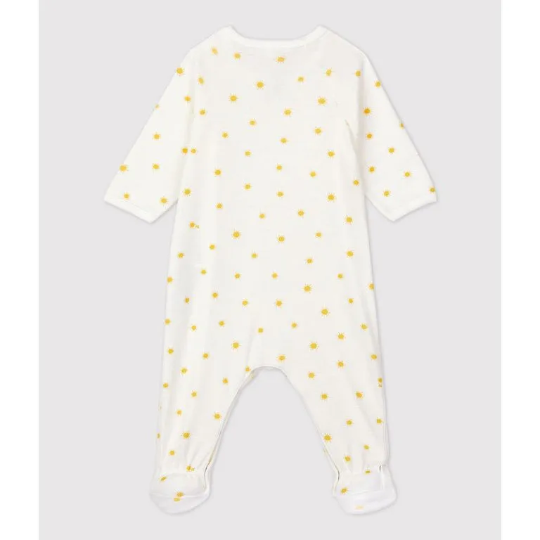 Petit Bateau Organic Cotton Side Snap Footie - Sunshine Print - Cream