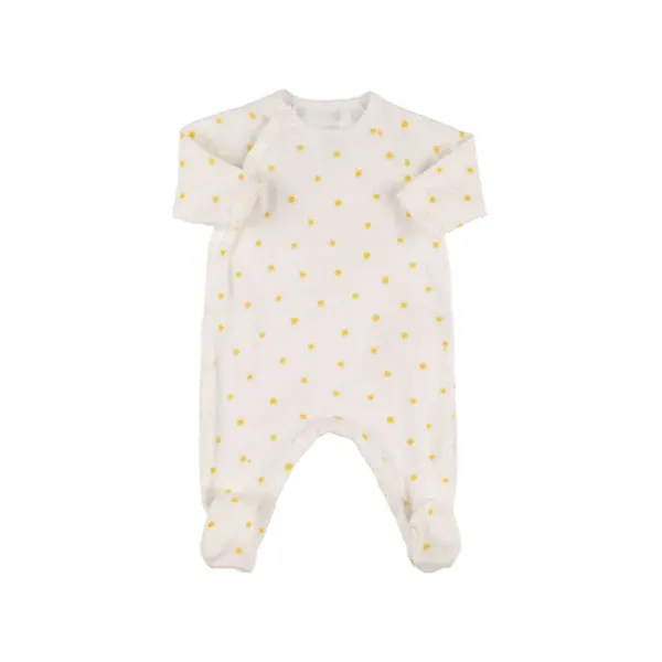 Petit Bateau Organic Cotton Side Snap Footie - Sunshine Print - Cream