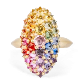 Rainbow Sputnik Cocktail Ring - Size 6 - 11219