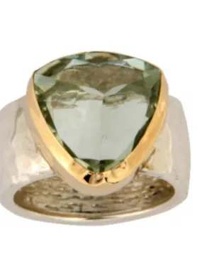 Rings for Women Sterling Silver and 9 ct gold Ring set with a green amethyst for woman.