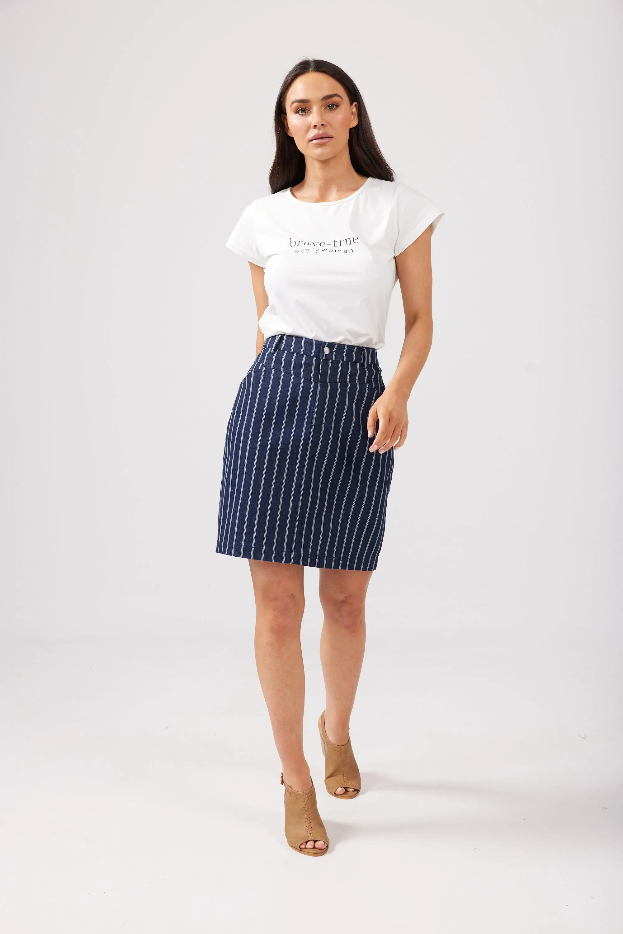 Rodeo Skirt (Indigo   White Stripes)