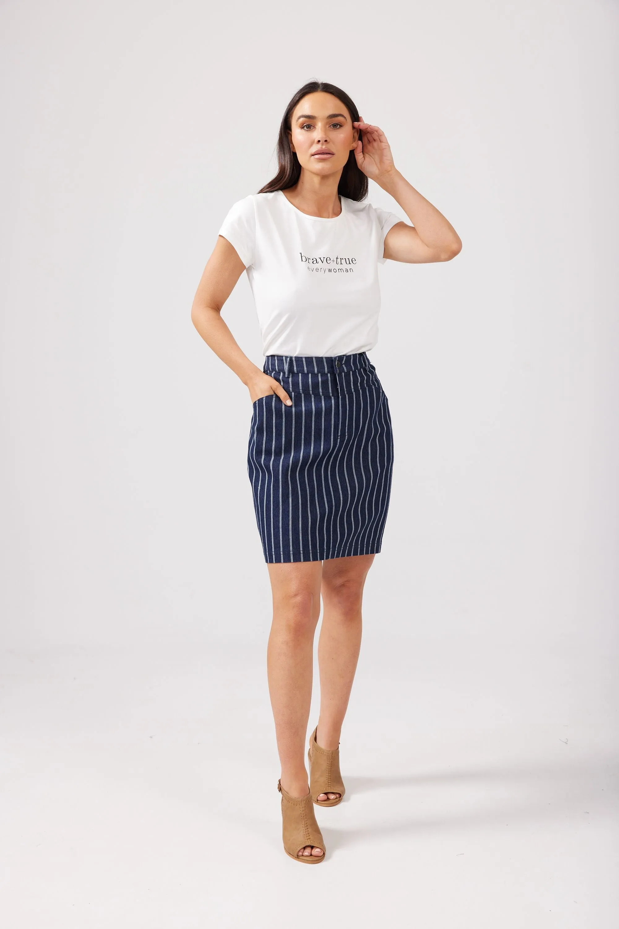 Rodeo Skirt (Indigo   White Stripes)